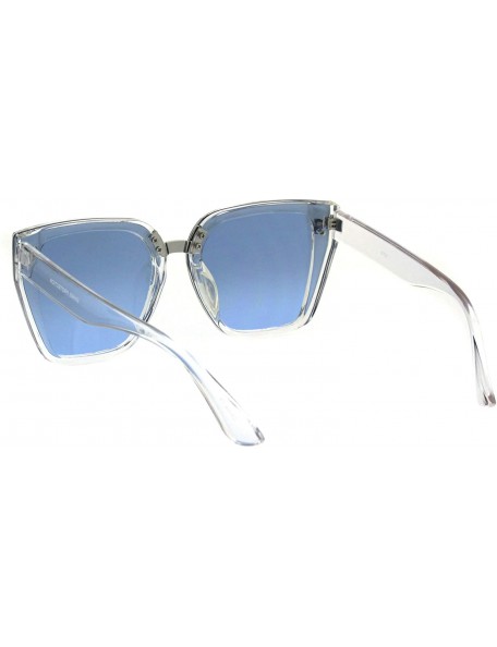 Square Oversized Square Frame Sunglasses Womens Trendy Retro Fashion UV 400 - Clear (Blue) - CE18HU9YS9H $11.00