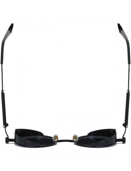 Sport Steampunk Round Polarized Sunglasses Metal Circle Vintage Sun Glasses 8038 - Black - C1193E8D3H3 $16.39