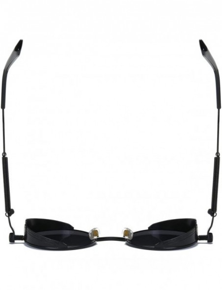 Sport Steampunk Round Polarized Sunglasses Metal Circle Vintage Sun Glasses 8038 - Black - C1193E8D3H3 $16.39