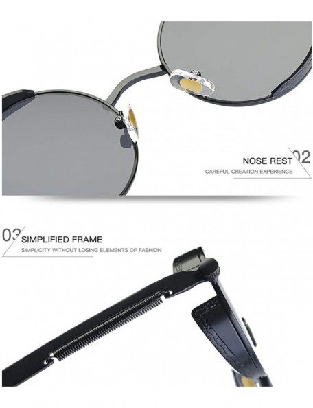 Sport Steampunk Round Polarized Sunglasses Metal Circle Vintage Sun Glasses 8038 - Black - C1193E8D3H3 $16.39