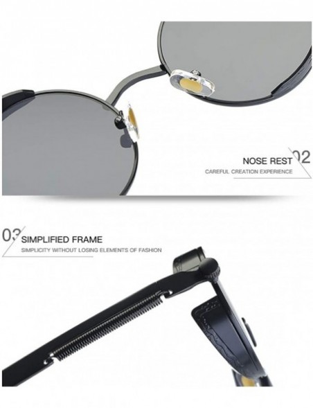 Sport Steampunk Round Polarized Sunglasses Metal Circle Vintage Sun Glasses 8038 - Black - C1193E8D3H3 $16.39