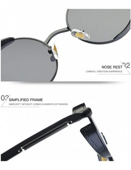 Sport Steampunk Round Polarized Sunglasses Metal Circle Vintage Sun Glasses 8038 - Black - C1193E8D3H3 $9.20