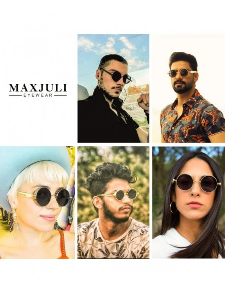 Sport Steampunk Round Polarized Sunglasses Metal Circle Vintage Sun Glasses 8038 - Black - C1193E8D3H3 $16.39