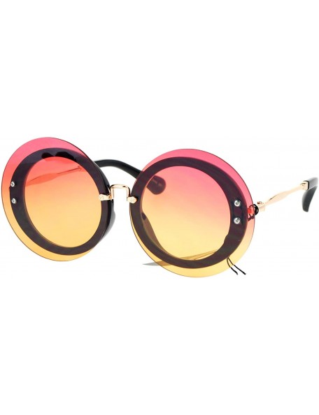 Rimless Oceanic Gradient Round Hippie Rimless Oversize Mod Sunglasses - Black Red Orange - CP12O0KH8BT $25.37