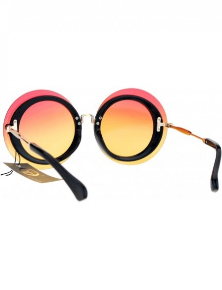 Rimless Oceanic Gradient Round Hippie Rimless Oversize Mod Sunglasses - Black Red Orange - CP12O0KH8BT $10.52