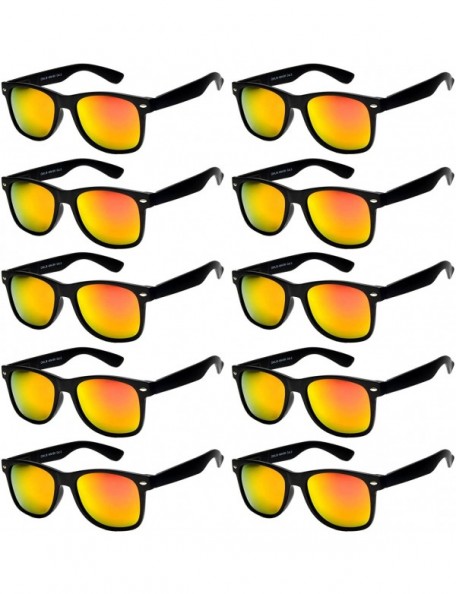 Wayfarer Vintage Full Mirror Lens Sunglasses Matte Frame 10 Pairs in Multiple Colors OWL. - 10_pairs_black_matte - C6189OA4X2...
