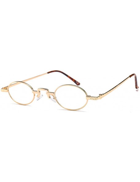 Oval Unisex Vintage Oval Glasses Small Metal Frames Sunglasses UV400 - Glod White - C418NE3X639 $10.29
