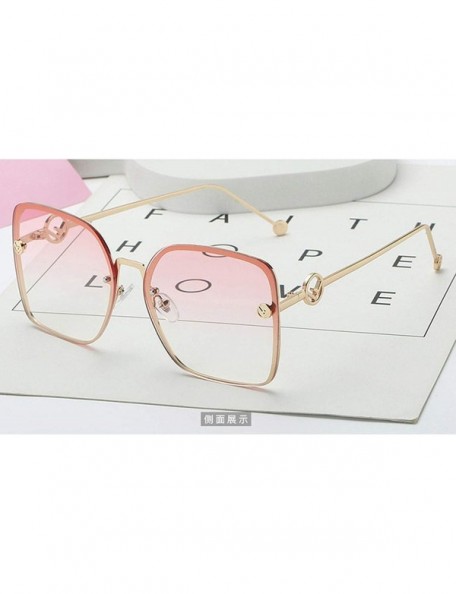 Square Cat Eye Sunglasses Women Brand Designer Italy Fashion Square Sunglasses - D747 C4 Clear Pink - CT18W0HEYXZ $29.75