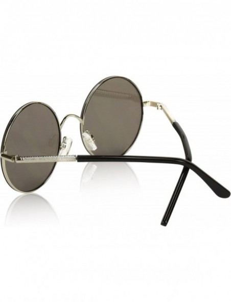 Round Round Sunglasses For Women Men John Lennon Hippie Vintage Circle Glasses UV400 - Silver - CQ18E56W83D $8.04