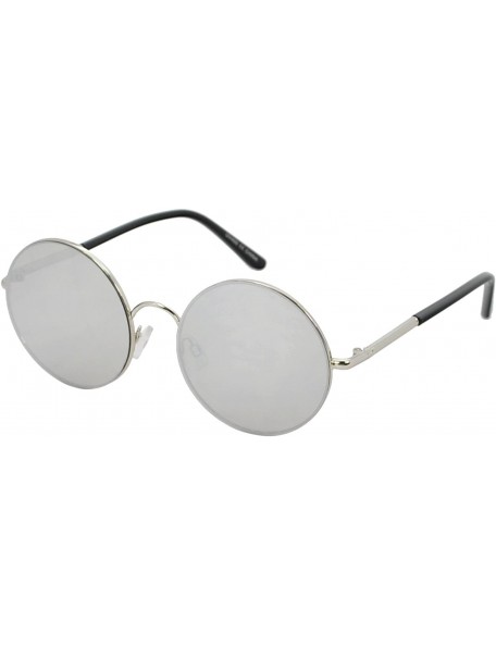 Round Round Sunglasses For Women Men John Lennon Hippie Vintage Circle Glasses UV400 - Silver - CQ18E56W83D $8.04