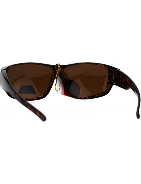 Rectangular Polarized Mens Fitover OTG Light Weight Rectangular Sunglasses - Shiny Tortoise - CL18638QC20 $12.85