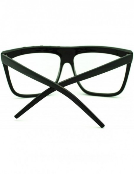 Oversized No Lens LMFAO Glasses Studded Flat Top Oversized Square Frame - Black - CO11HWJ0CR5 $17.35