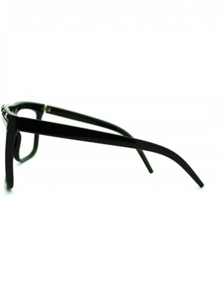Oversized No Lens LMFAO Glasses Studded Flat Top Oversized Square Frame - Black - CO11HWJ0CR5 $17.35