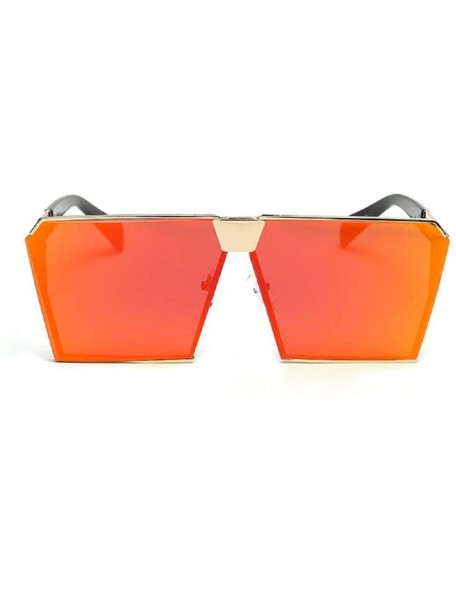 Rimless Oversized Square Sunglasses Metal Frame Flat Top Sunglasses - Red - CM184RN3S9N $19.30