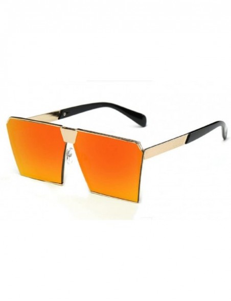 Rimless Oversized Square Sunglasses Metal Frame Flat Top Sunglasses - Red - CM184RN3S9N $9.53