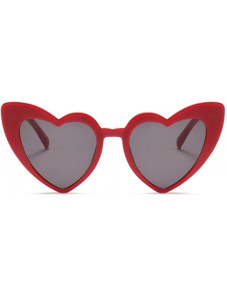 Round Vintage Sunglass Fashion Love Heart Sunglasses Women Cute Sexy Retro Cat Eye Cheap Red Female - C7 - CE198AHRIU5 $19.20
