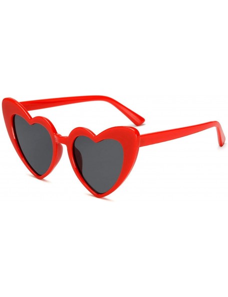 Round Vintage Sunglass Fashion Love Heart Sunglasses Women Cute Sexy Retro Cat Eye Cheap Red Female - C7 - CE198AHRIU5 $19.20