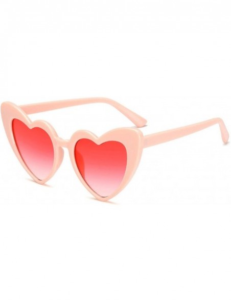 Round Vintage Sunglass Fashion Love Heart Sunglasses Women Cute Sexy Retro Cat Eye Cheap Red Female - C7 - CE198AHRIU5 $19.20