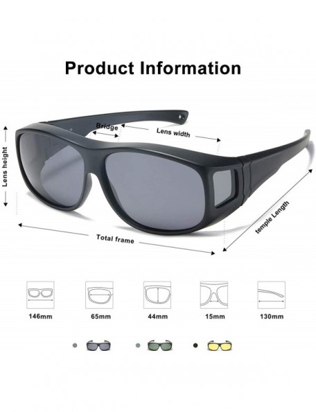 Shield Fitover Sunglasses for Women and Men Polarized UV Protection SJ2109 - C1 Matte Black Frame/Grey Lens - CM194A6QC9L $19.57