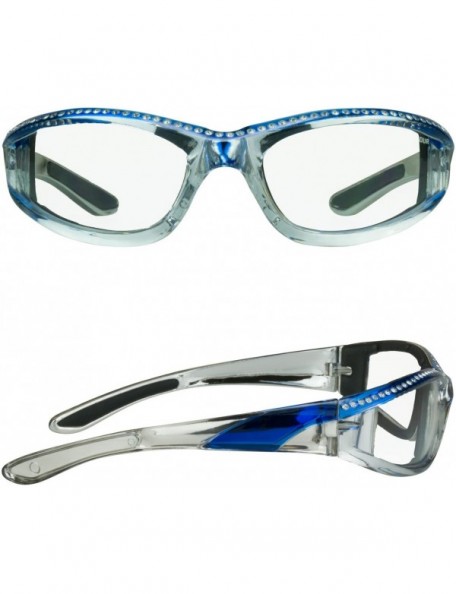 Sport Motorcycle Transition Glasses Women rhinestones - Blue Frame with Clear to Smoke Lens - CA180D5R90T $49.94