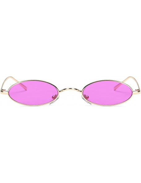 Oversized Slim Retro Vintage Metal Small Round Oval Sunglasses - Purple - CU18I9O0RQ0 $11.89