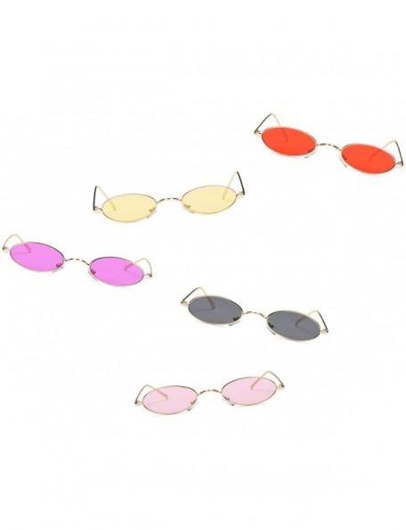 Oversized Slim Retro Vintage Metal Small Round Oval Sunglasses - Purple - CU18I9O0RQ0 $11.89