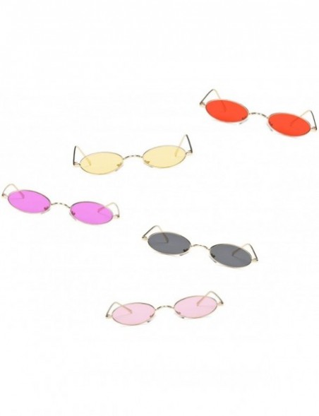 Oversized Slim Retro Vintage Metal Small Round Oval Sunglasses - Purple - CU18I9O0RQ0 $11.89