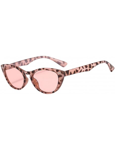 Cat Eye Oval Circle Sunglasses for Women Top Fashion Shades Retro Vintage Narrow Cat Eye Sunglasses Clout Goggles - Pink - C2...