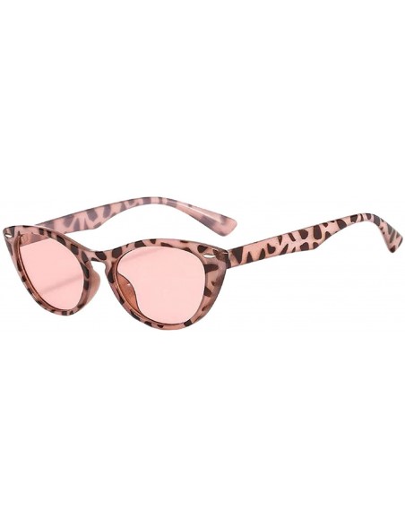 Cat Eye Oval Circle Sunglasses for Women Top Fashion Shades Retro Vintage Narrow Cat Eye Sunglasses Clout Goggles - Pink - C2...