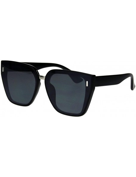 Square Womens Designer Style Sunglasses Oversized Trapezoid Frame UV 400 - Black (Black) - CX18RGGAD04 $9.10