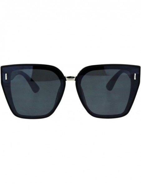 Square Womens Designer Style Sunglasses Oversized Trapezoid Frame UV 400 - Black (Black) - CX18RGGAD04 $9.10
