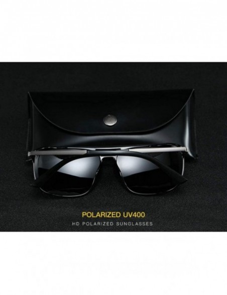 Square Fashion Polarized Sunglasses Men's Outdoor Windproof Sunglasses - Black C1 - CU1905LL2S0 $16.51