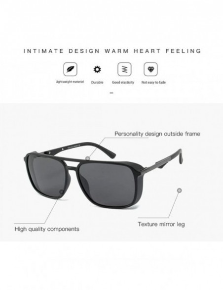 Square Fashion Polarized Sunglasses Men's Outdoor Windproof Sunglasses - Black C1 - CU1905LL2S0 $16.51