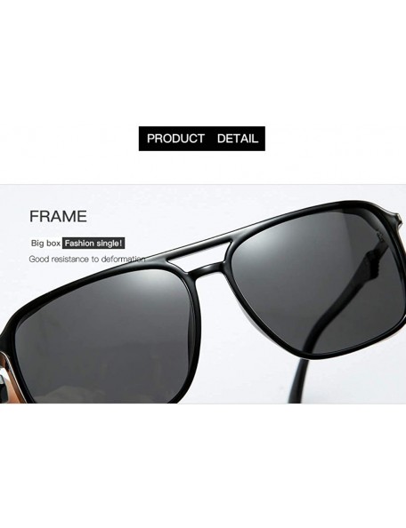 Square Fashion Polarized Sunglasses Men's Outdoor Windproof Sunglasses - Black C1 - CU1905LL2S0 $16.51