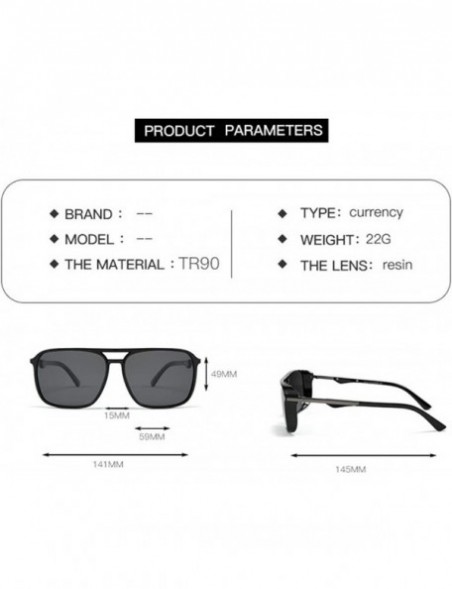 Square Fashion Polarized Sunglasses Men's Outdoor Windproof Sunglasses - Black C1 - CU1905LL2S0 $16.51