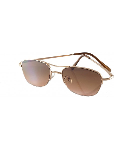Rectangular Retro Chic Trend Semi-Rim Petite Oval Spring Hinge Sunglasses A254 - Brown - CU18O29S5S2 $11.86