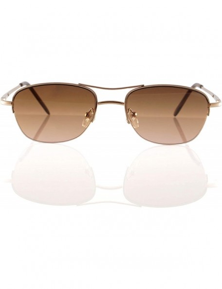 Rectangular Retro Chic Trend Semi-Rim Petite Oval Spring Hinge Sunglasses A254 - Brown - CU18O29S5S2 $11.86