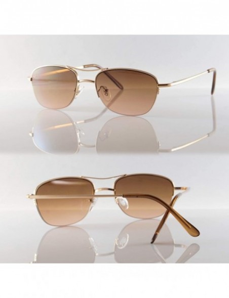 Rectangular Retro Chic Trend Semi-Rim Petite Oval Spring Hinge Sunglasses A254 - Brown - CU18O29S5S2 $11.86