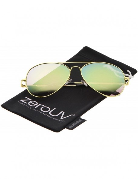 Aviator Premium Full Mirrored Aviator Sunglasses w/Flash Mirror Lens - Gold / Pink - CU11MOMN67N $8.97