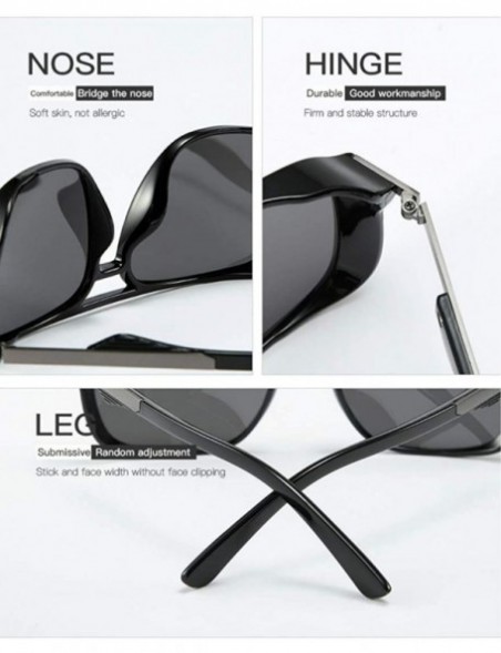 Square Fashion Polarized Sunglasses Men's Outdoor Windproof Sunglasses - Sand Black Grey C4 - CK1905MK7UM $16.72