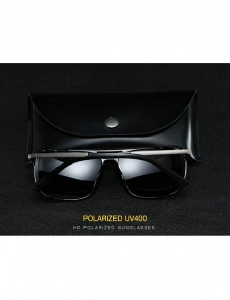 Square Fashion Polarized Sunglasses Men's Outdoor Windproof Sunglasses - Sand Black Grey C4 - CK1905MK7UM $16.72