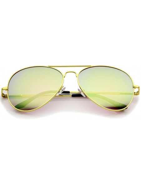 Aviator Premium Full Mirrored Aviator Sunglasses w/Flash Mirror Lens - Gold / Pink - CU11MOMN67N $8.97