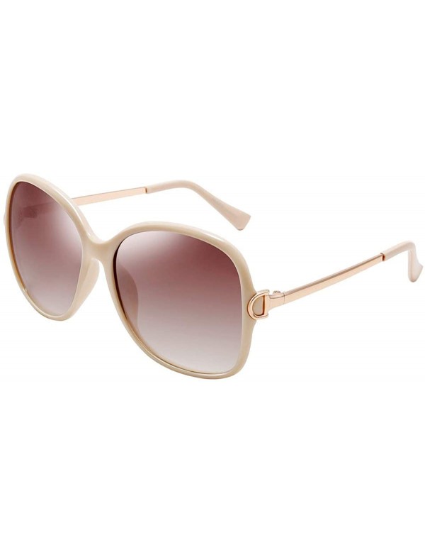 Sport Fashion Big Frame Elegant Retro Polarized Lady' s Sunglasses Trim Face Shades for Women PZ9217 - Cream - CW194TH6STC $1...