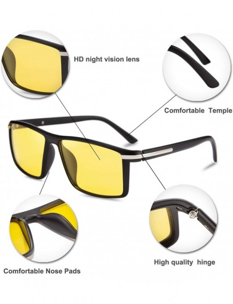 Sport Polarized Night Vision Driving Glasses for Men Anti Glare Sunglasses - Sand Black Frame Black Leg - CQ193249Z06 $15.19