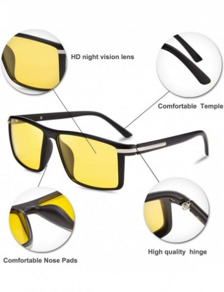 Sport Polarized Night Vision Driving Glasses for Men Anti Glare Sunglasses - Sand Black Frame Black Leg - CQ193249Z06 $15.19