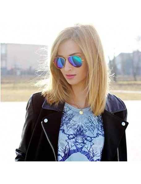 Aviator Premium Full Mirrored Aviator Sunglasses w/Flash Mirror Lens - Gold / Pink - CU11MOMN67N $8.97