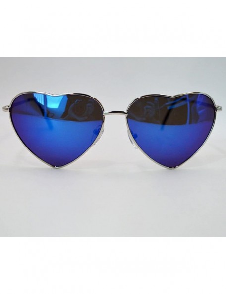 Sport Rebecca Women Eyewear Heart Sunglasses Stylish Beach Viator Full Mirror Lens Sunglasses with Glasses Case - Blue - CW18...