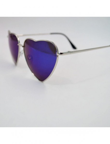Sport Rebecca Women Eyewear Heart Sunglasses Stylish Beach Viator Full Mirror Lens Sunglasses with Glasses Case - Blue - CW18...