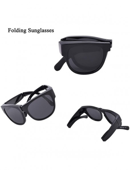 Sport Polarized Oversized Folding Fit over Sunglasses Foldable Over Prescription Sunglasses for Men and Women - Black - C018W...