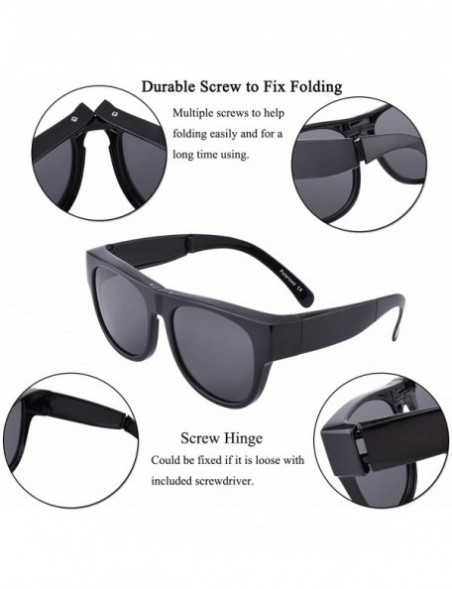 Sport Polarized Oversized Folding Fit over Sunglasses Foldable Over Prescription Sunglasses for Men and Women - Black - C018W...